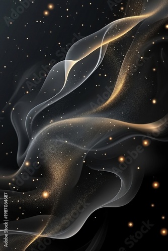 Elegant Abstract Smoky Streams with Glistening Particles for a Dreamy Artistic Background Design