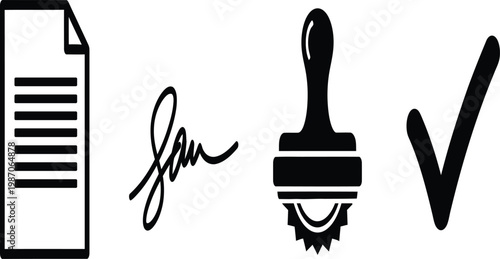 Simple black and white icons lighter signature plug checkmark