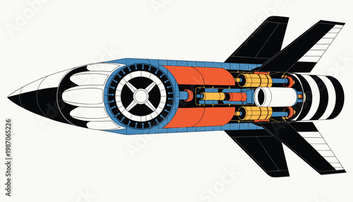 A powerful vintage 3d motor and military jet engine design featuring a fast military jet fighter and retro military helicopter vector illustration for high speed racing and transport