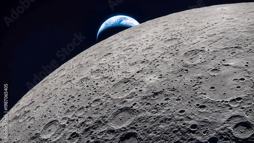 фотографія Earthrise or Earthset, point of view from the moon