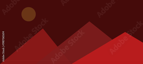 Minimalist Sunset Mountain Silhouettes Background