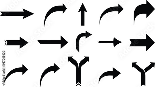 Collection of black arrows pointing in various directions