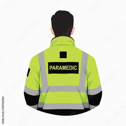 Paramedic Emergency Worker in High Visibility Jacket Vector Illustration
