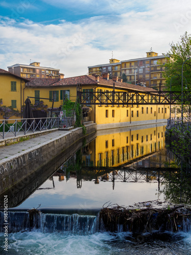 Cassina de Pomm, old building on the Martesana canal in Milan, Italy