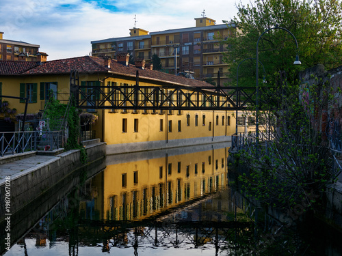 Cassina de Pomm, old building on the Martesana canal in Milan, Italy