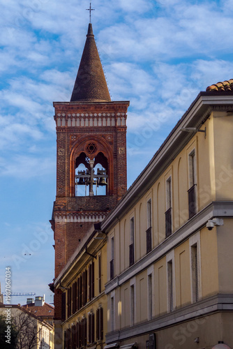 Old buildings along via Italia at Monza, Brianza, Italy