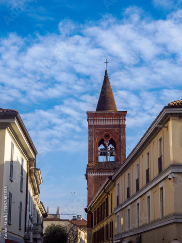 Old buildings along via Italia at Monza, Brianza, Italy