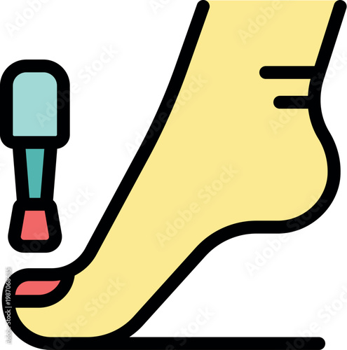 Nail technician painting toenails red in a pedicure treatment at a spa or beauty salon