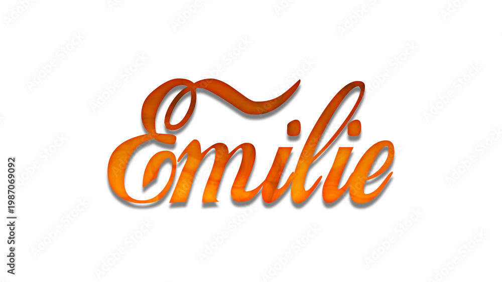 Obraz premium 3D fire text effect of name Emilie on white background.
