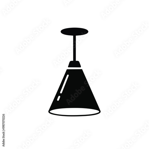 Black pendant lamp, modern lighting fixture, cone shaped shade, minimalist ceiling light