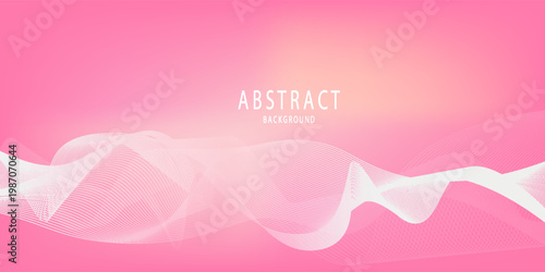 An abstract background with a pink base color and waves running through the center of the image. The waves are white, gradually changing.