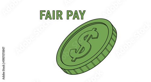 Fair pay concept with coin and text for economic equality.