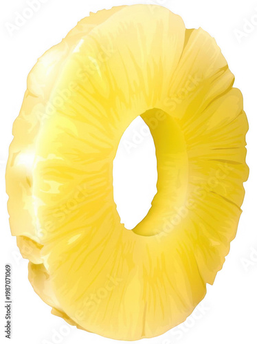 Fresh pineapple slice on white background for food illustration