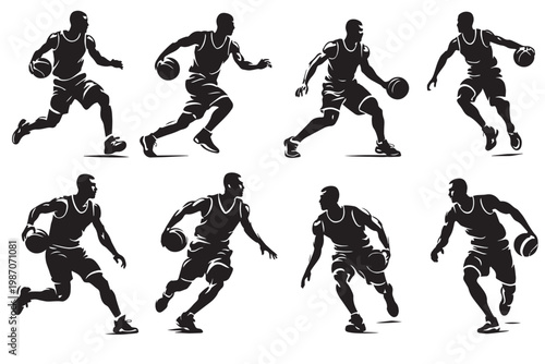 Heavy excavator silhouette set, industrial construction machinery icons, 6 vector digging equipment illustrations for civil engineering projects