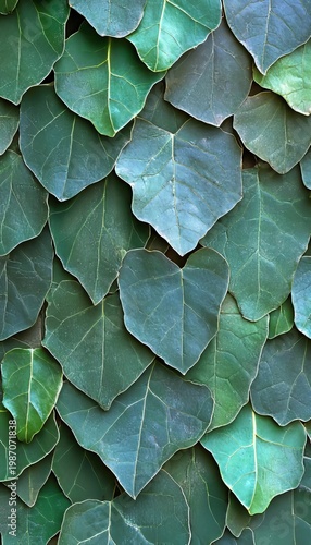 Intricate Foliage Mosaic with a Harmonious Deep Green Leaf Arrangement in Natural Abstract Design