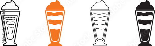 Colorful milkshake icons with whipped cream