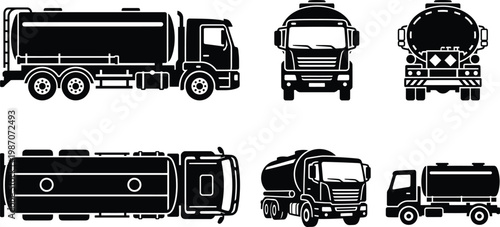 Tanker Truck Vector Silhouette Collection