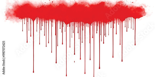 Red paint dripping from cloud shape, vector illustration