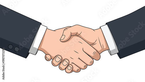 Business handshake symbolizing agreement and partnership completion.
