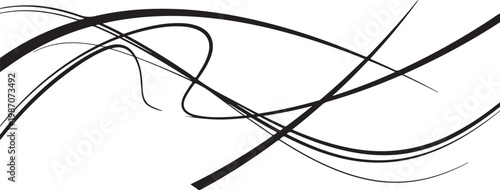 Black, abstract, swirling lines, vector background, modern design element, graphic illustration