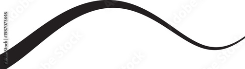 Black, wavy line, abstract vector design element, minimalist curve, decorative border