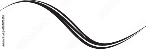 Black, wavy, abstract line, vector swoosh, modern curve, dynamic shape