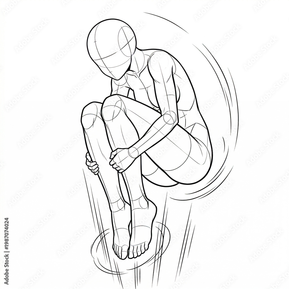 Fototapeta premium Anime female body base tucked flip dynamic launch motion.