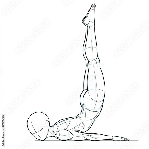 Anime female body base chin stand extreme contortion geometry.