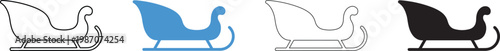 Colorful sleigh icons in different styles on white background