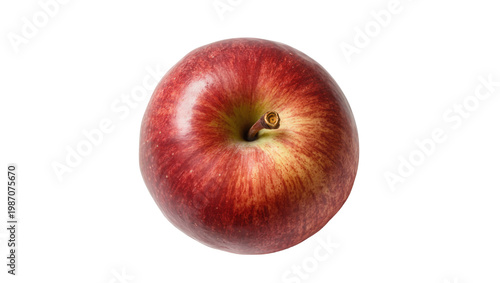 Cuadro en lienzo Ripe red apple with stem isolated on transparent background