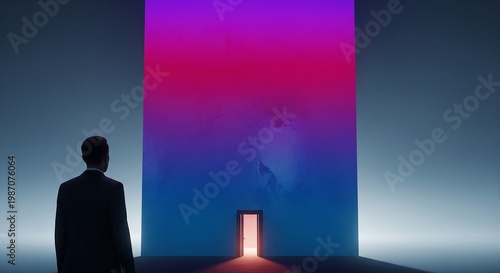 Wallpaper Mural Businessman standing in front of a colorful light installation with career concept Torontodigital.ca