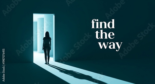 Wallpaper Mural Business career concept woman finds way through bright door in dark room Torontodigital.ca