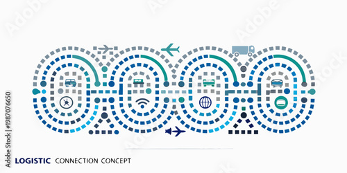 Abstract illustration depicting a logistics network and global transportation routes