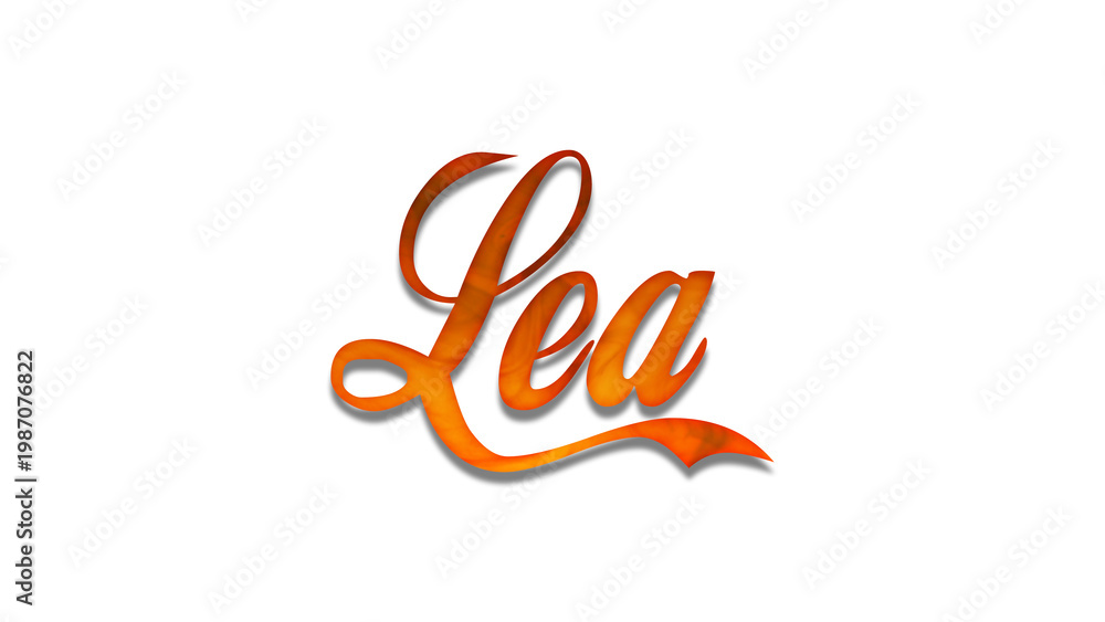 Fototapeta premium 3D fire text effect of name Lea on white background.