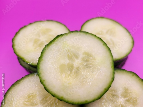 Portion of sliced cucumbers against a beautiful background