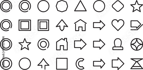 Icon set, navigation symbols, 25 black line icons, web navigation elements, UI design