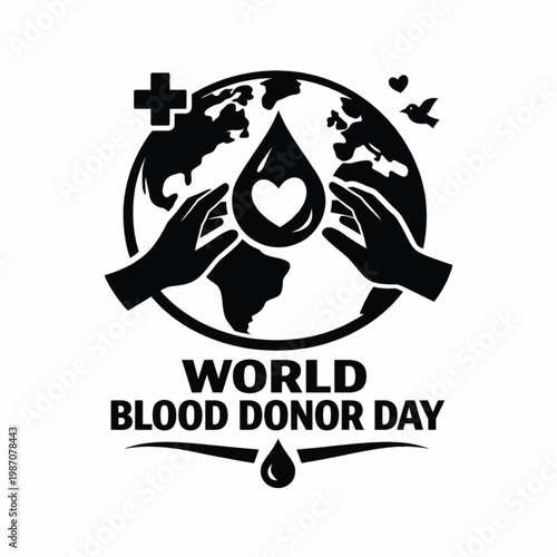 Blood Donation Concept with Heart and Drop Icon