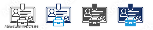 permanent employee icon set with multi concept