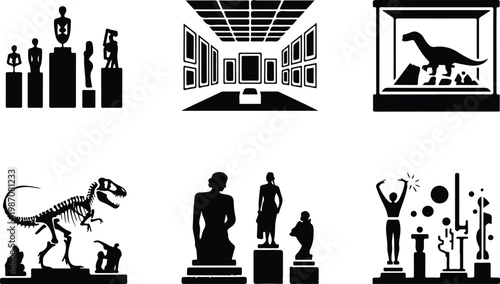Museum Silhouette Icon Collection Set