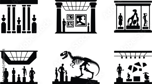 Museum Silhouette Icon Collection Set