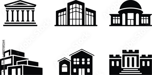 Museum Silhouette Icon Collection Set