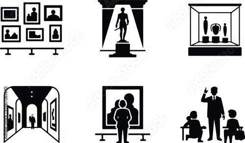 Museum Silhouette Icon Collection Set