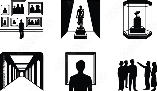 Museum Silhouette Icon Collection Set