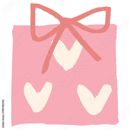 ふわふわパステルバースデー｜リボンのついたプレゼントボックス ギフト 幼稚園・保育園向けイラスト