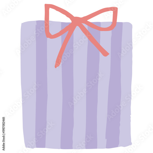 ふわふわパステルバースデー｜リボンのついたプレゼントボックス ギフト 幼稚園・保育園向けイラスト