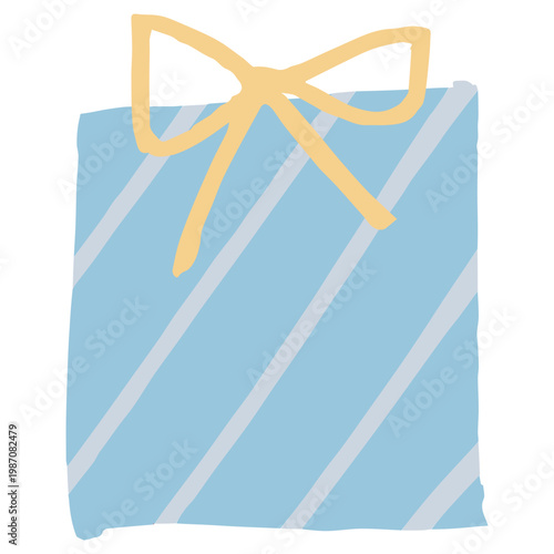 ふわふわパステルバースデー｜リボンのついたプレゼントボックス ギフト 幼稚園・保育園向けイラスト