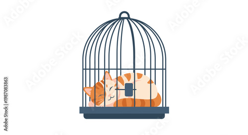 Cat Inside a Bird Cage.