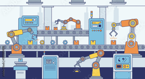Industrial robotic arms in factory 3.
