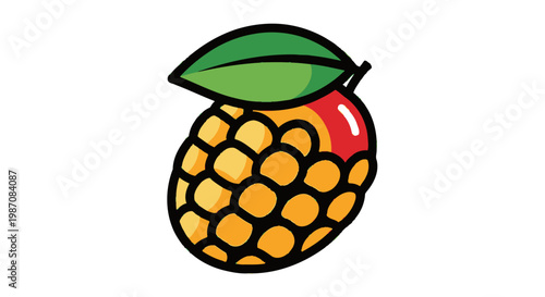 Pineapple Fruit with Green Leafy Top.