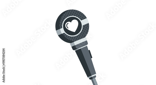 Black microphone with heart logo.